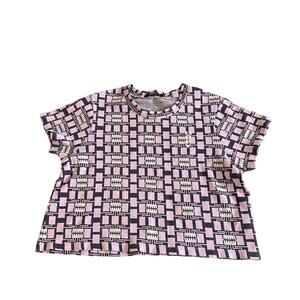 Obey T Shirt size Small Cropped Graphic Tee Blue Lavender